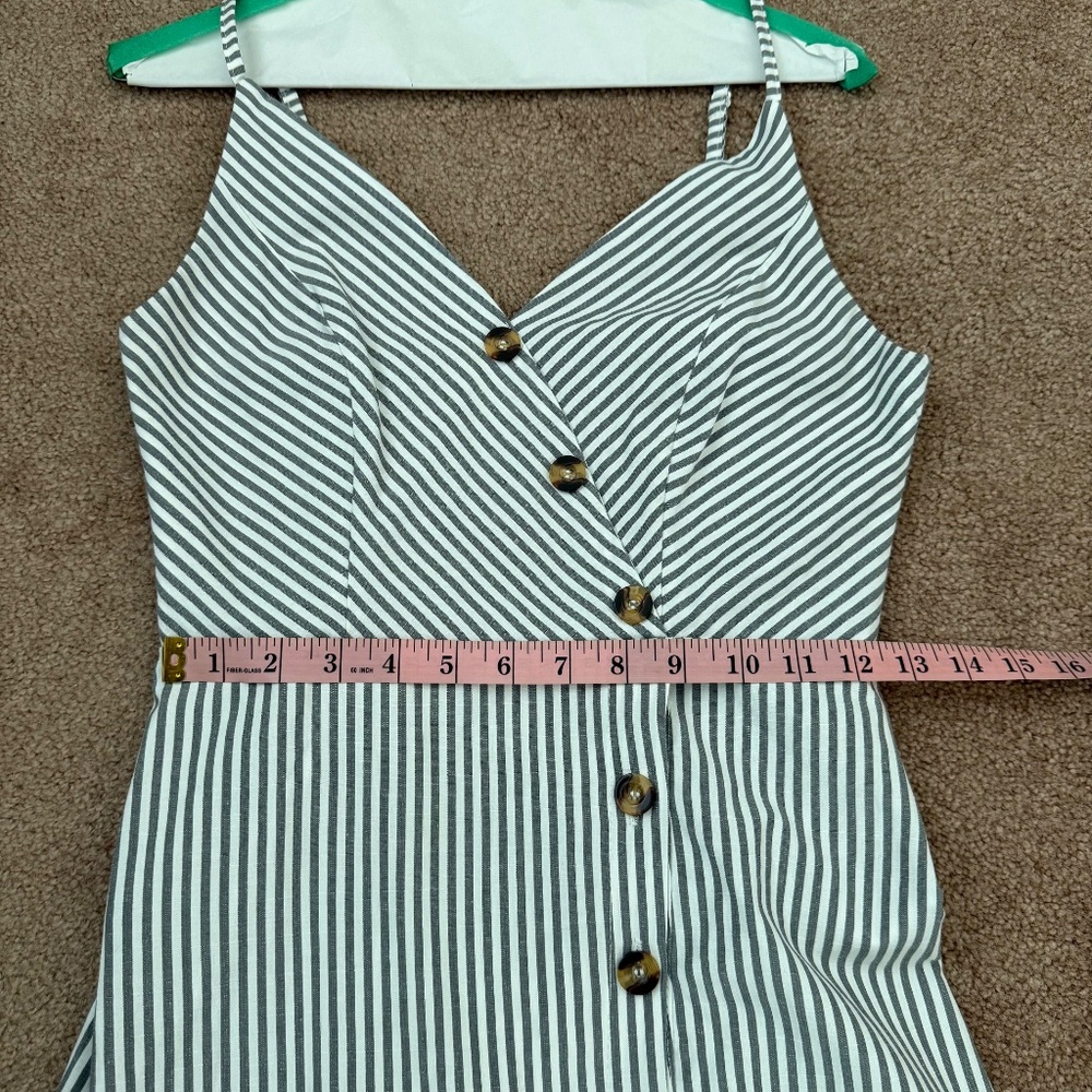 Blooming Jelly Womens V Neck Dress Sleeveless Spaghetti Strap Button Down Stripe - Picture 13 of 14